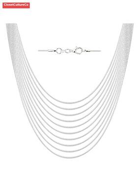 10pc Silver Plated Snake Chain Necklaces 18" 24" DIY Jewelry Making